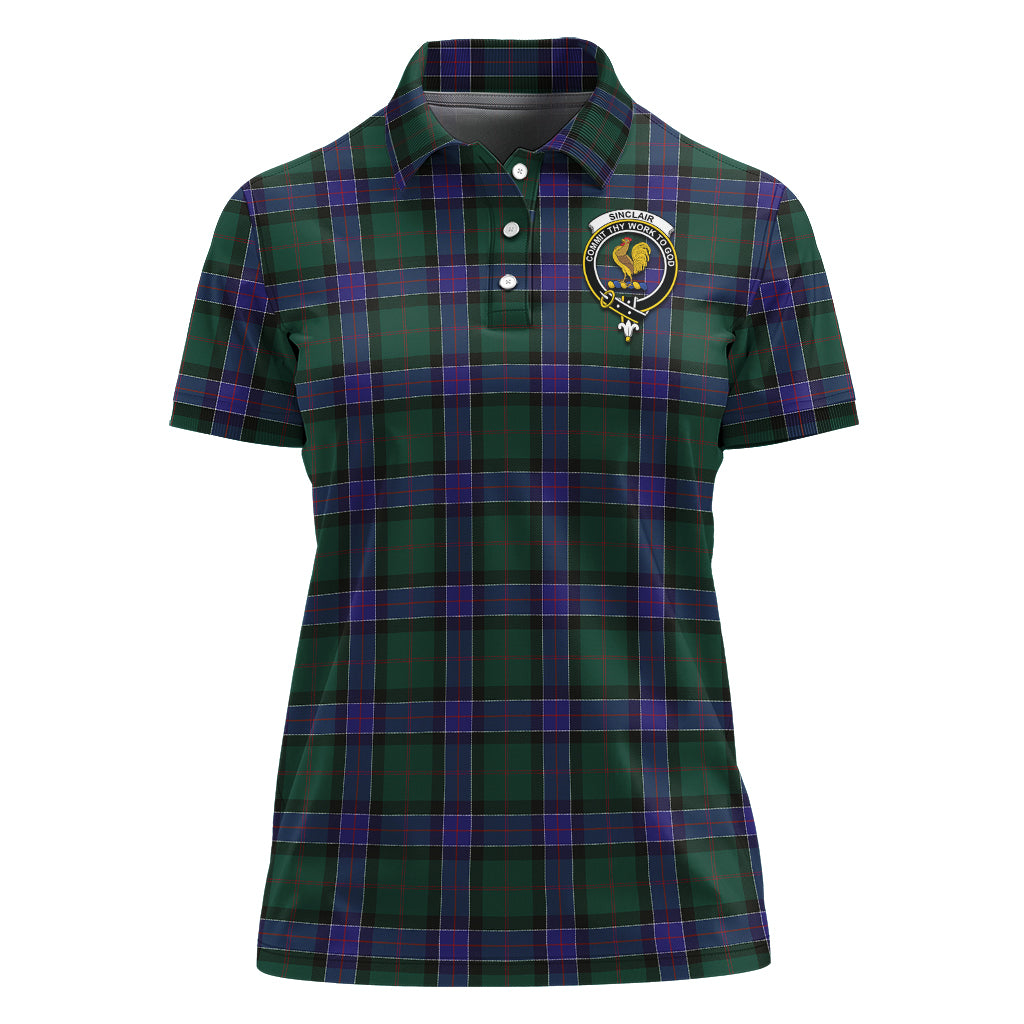 sinclair-hunting-modern-tartan-polo-shirt-with-family-crest-for-women