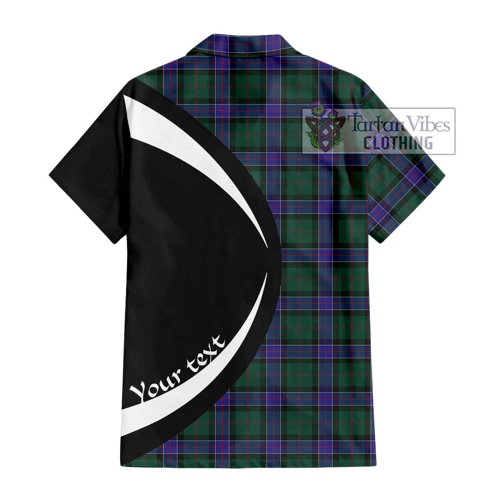 Sinclair Hunting Modern Tartan Short Sleeve Button Up with Family Crest Circle Style - Tartan Vibes Clothing