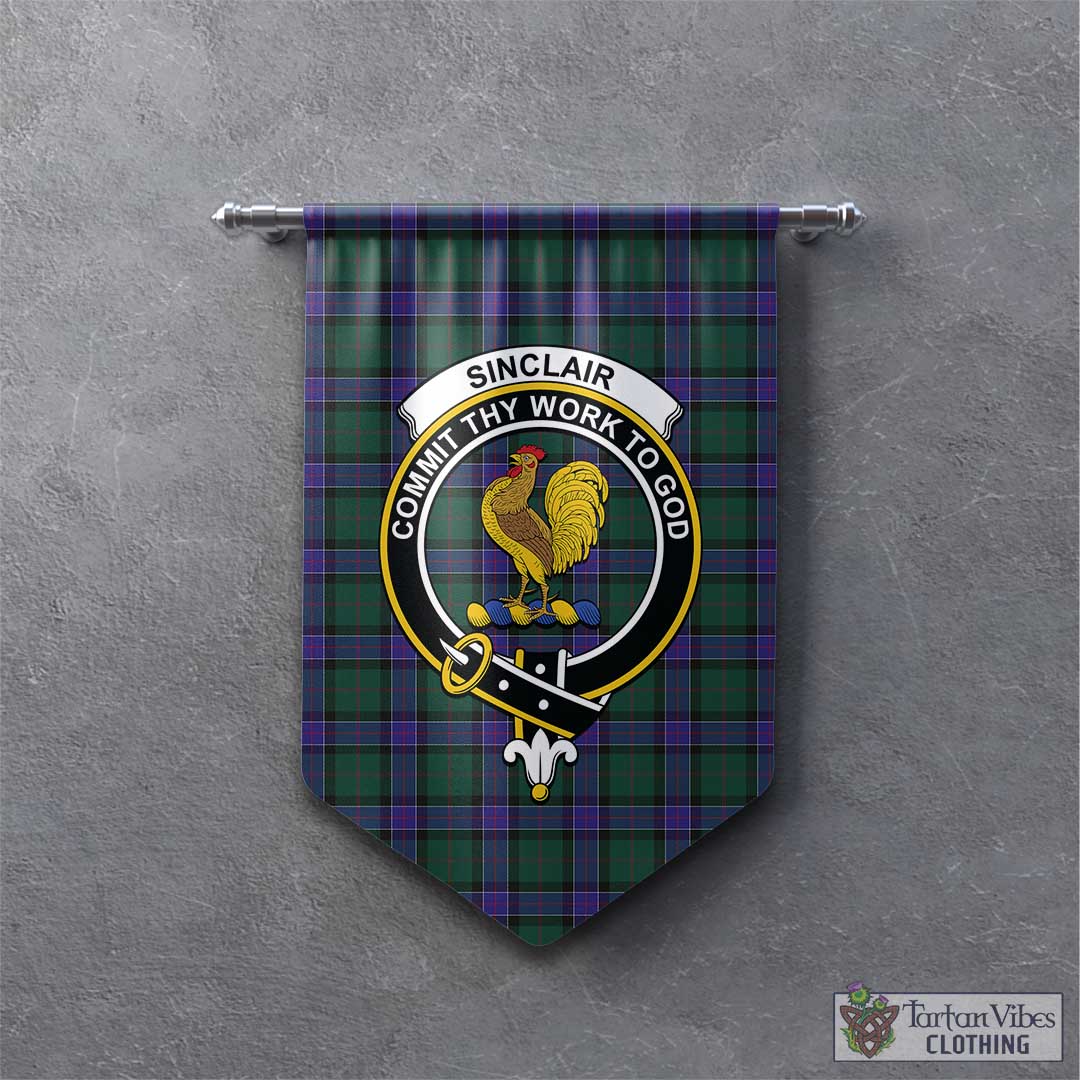 Tartan Vibes Clothing Sinclair Hunting Modern Tartan Gonfalon, Tartan Banner with Family Crest