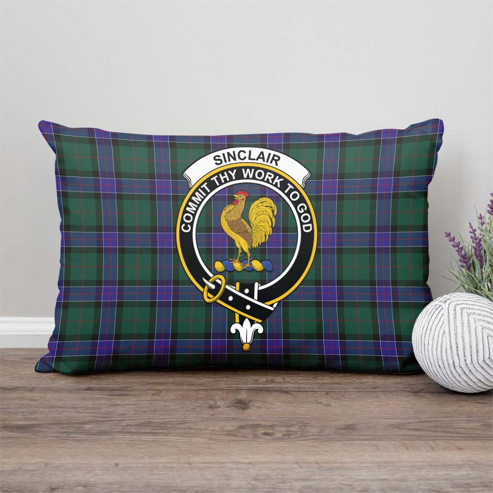 Sinclair Hunting Modern Tartan Pillow Cover with Family Crest Rectangle Pillow Cover - Tartanvibesclothing