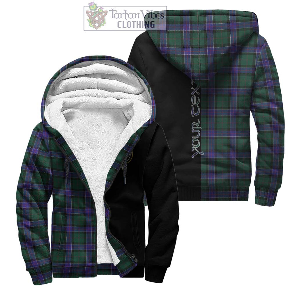 Sinclair Hunting Modern Tartan Sherpa Hoodie with Family Crest and Half Of Me Style Unisex - Tartanvibesclothing Shop