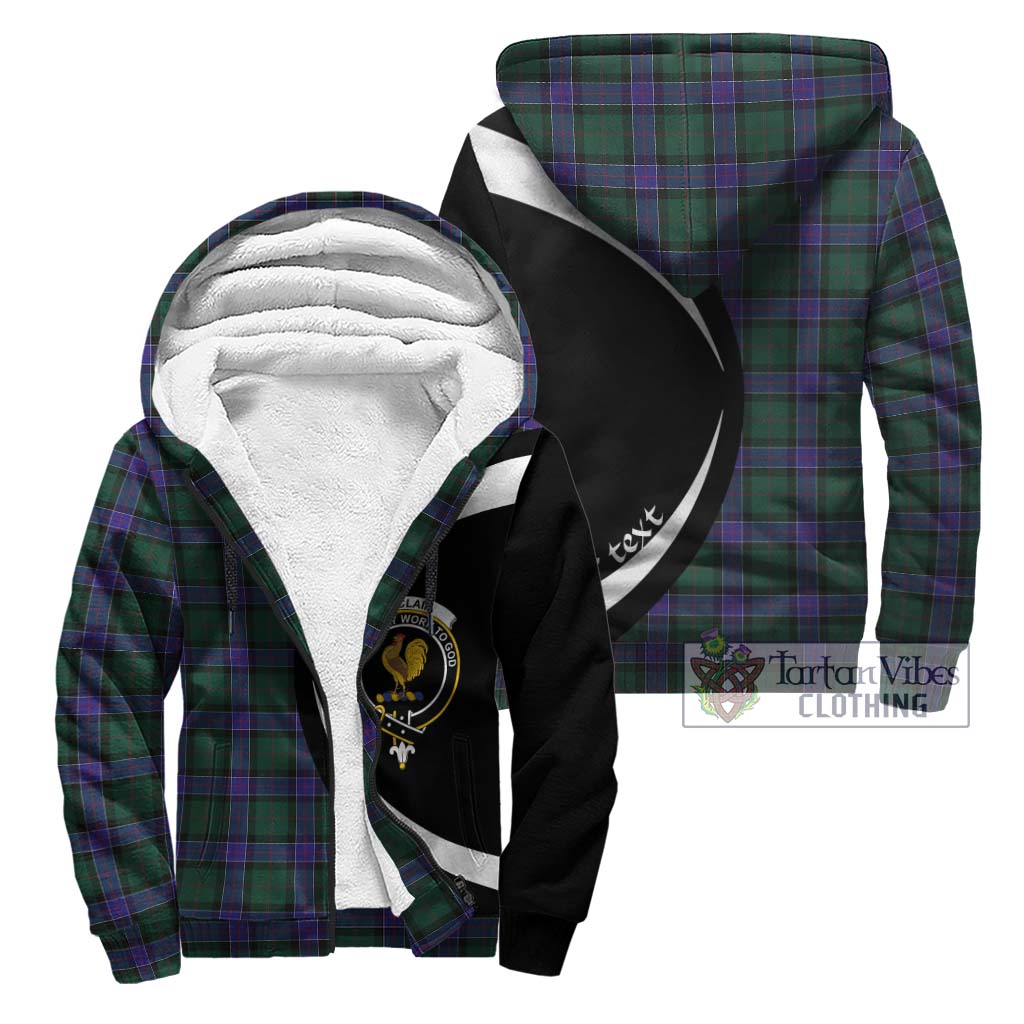 Tartan Vibes Clothing Sinclair Hunting Modern Tartan Sherpa Hoodie with Family Crest Circle Style