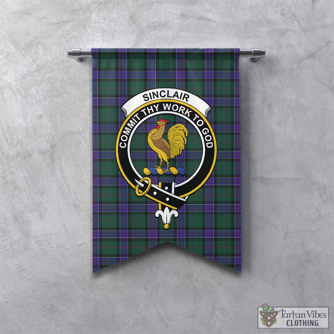 Tartan Vibes Clothing Sinclair Hunting Modern Tartan Gonfalon, Tartan Banner with Family Crest