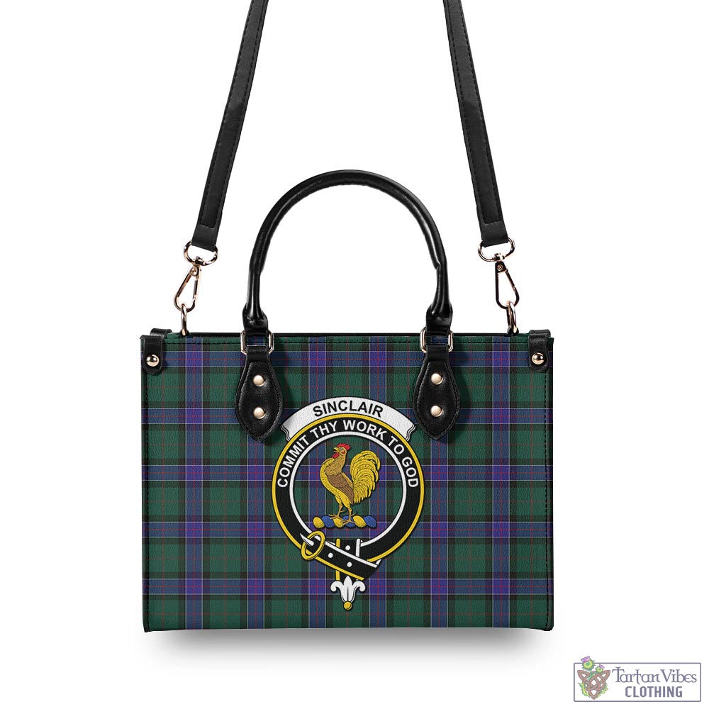 Tartan Vibes Clothing Sinclair Hunting Modern Tartan Luxury Leather Handbags with Family Crest