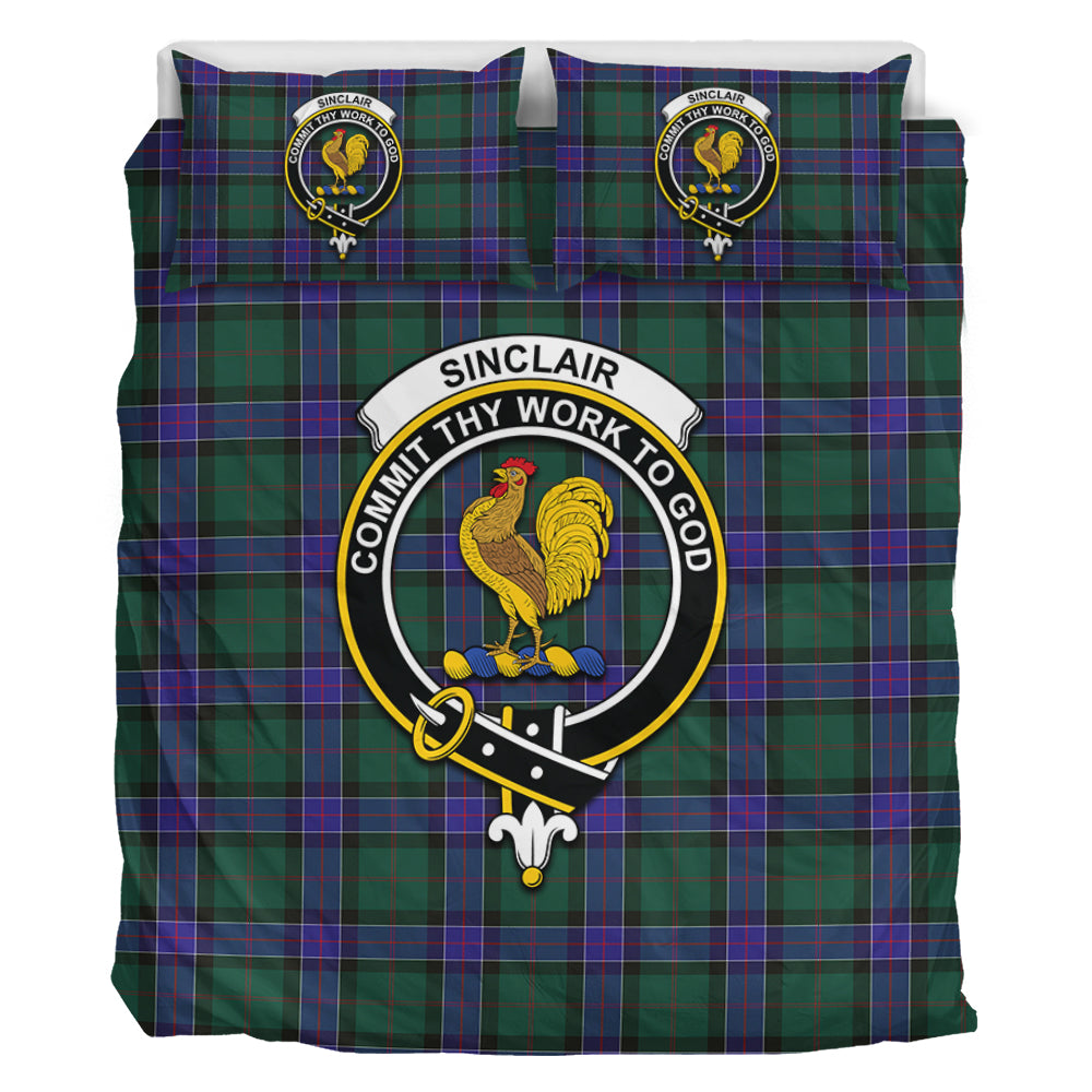 Sinclair Hunting Modern Tartan Bedding Set with Family Crest - Tartan Vibes Clothing