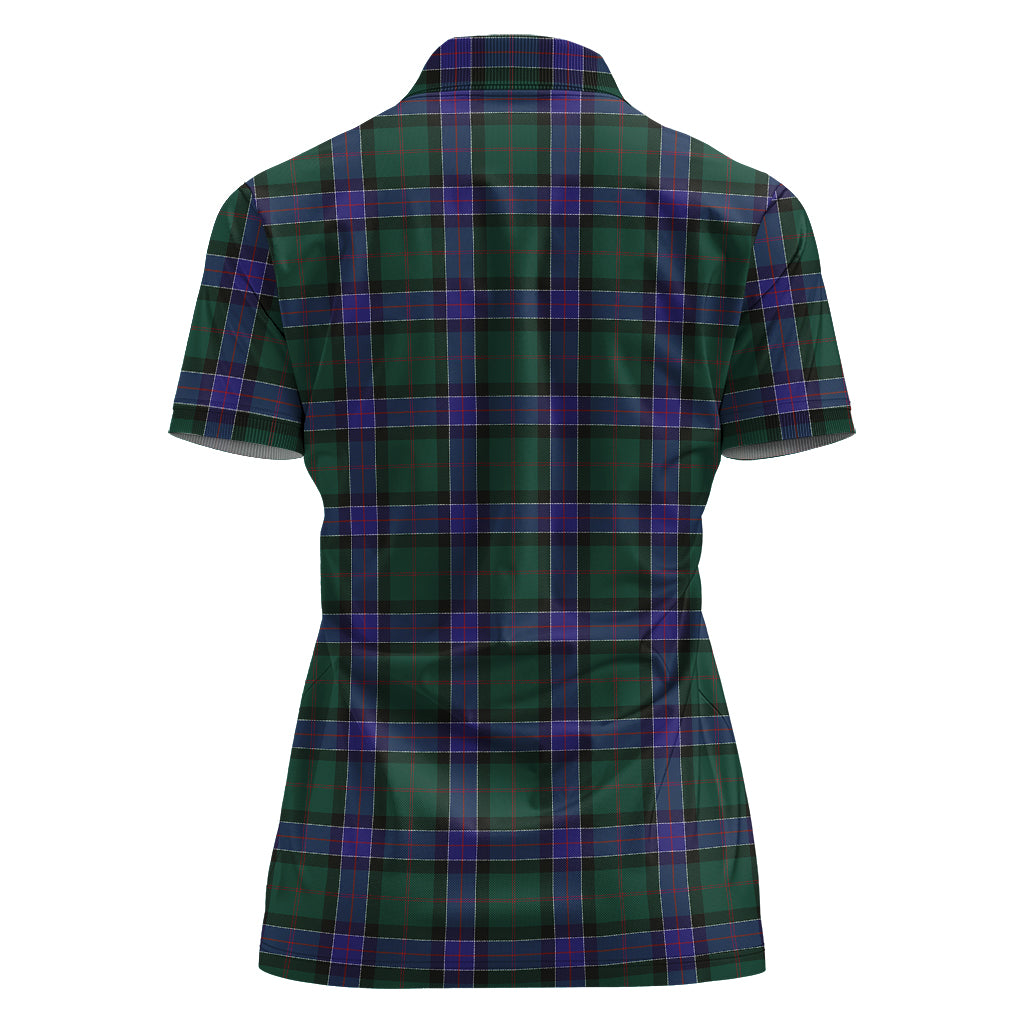 sinclair-hunting-modern-tartan-polo-shirt-with-family-crest-for-women