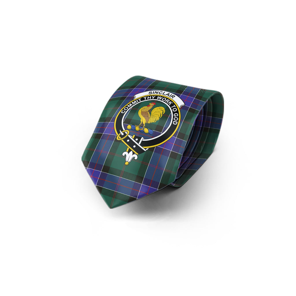 Sinclair Hunting Modern Tartan Classic Necktie with Family Crest - Tartan Vibes Clothing