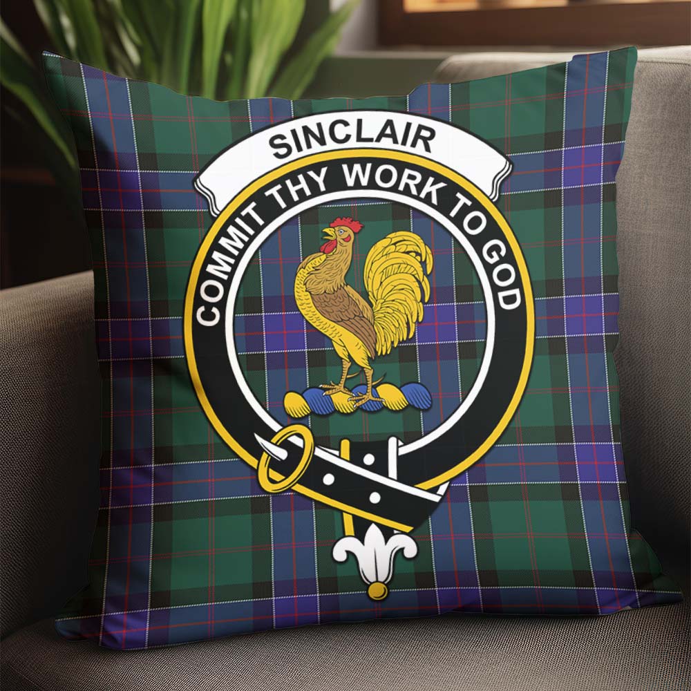 Sinclair Hunting Modern Tartan Pillow Cover with Family Crest - Tartanvibesclothing