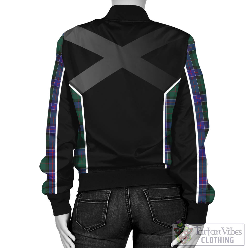 Tartan Vibes Clothing Sinclair Hunting Modern Tartan Bomber Jacket with Family Crest and Scottish Thistle Vibes Sport Style