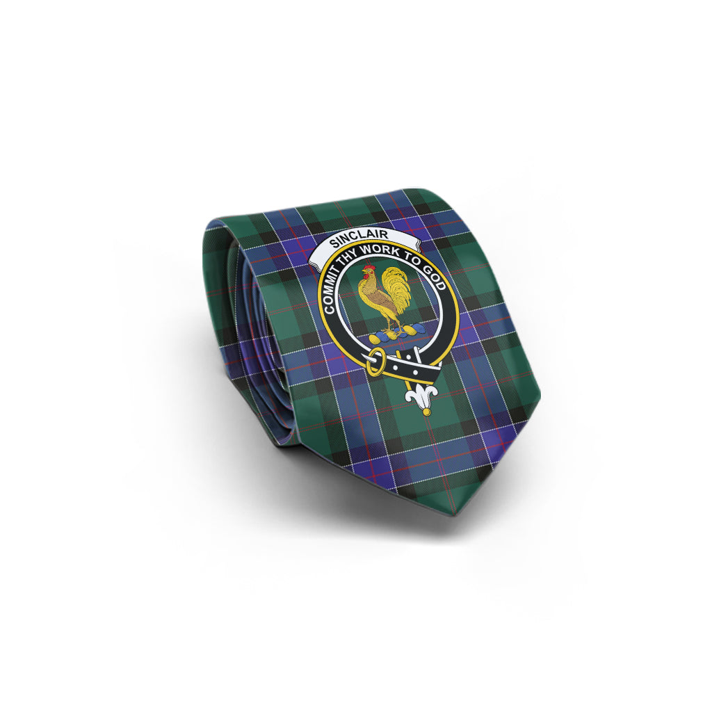 Sinclair Hunting Modern Tartan Classic Necktie with Family Crest - Tartan Vibes Clothing