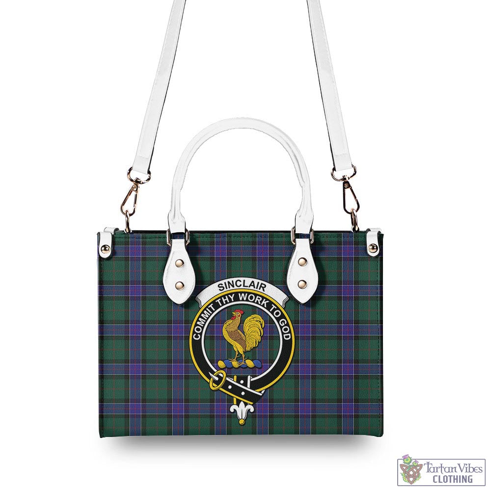 Tartan Vibes Clothing Sinclair Hunting Modern Tartan Luxury Leather Handbags with Family Crest