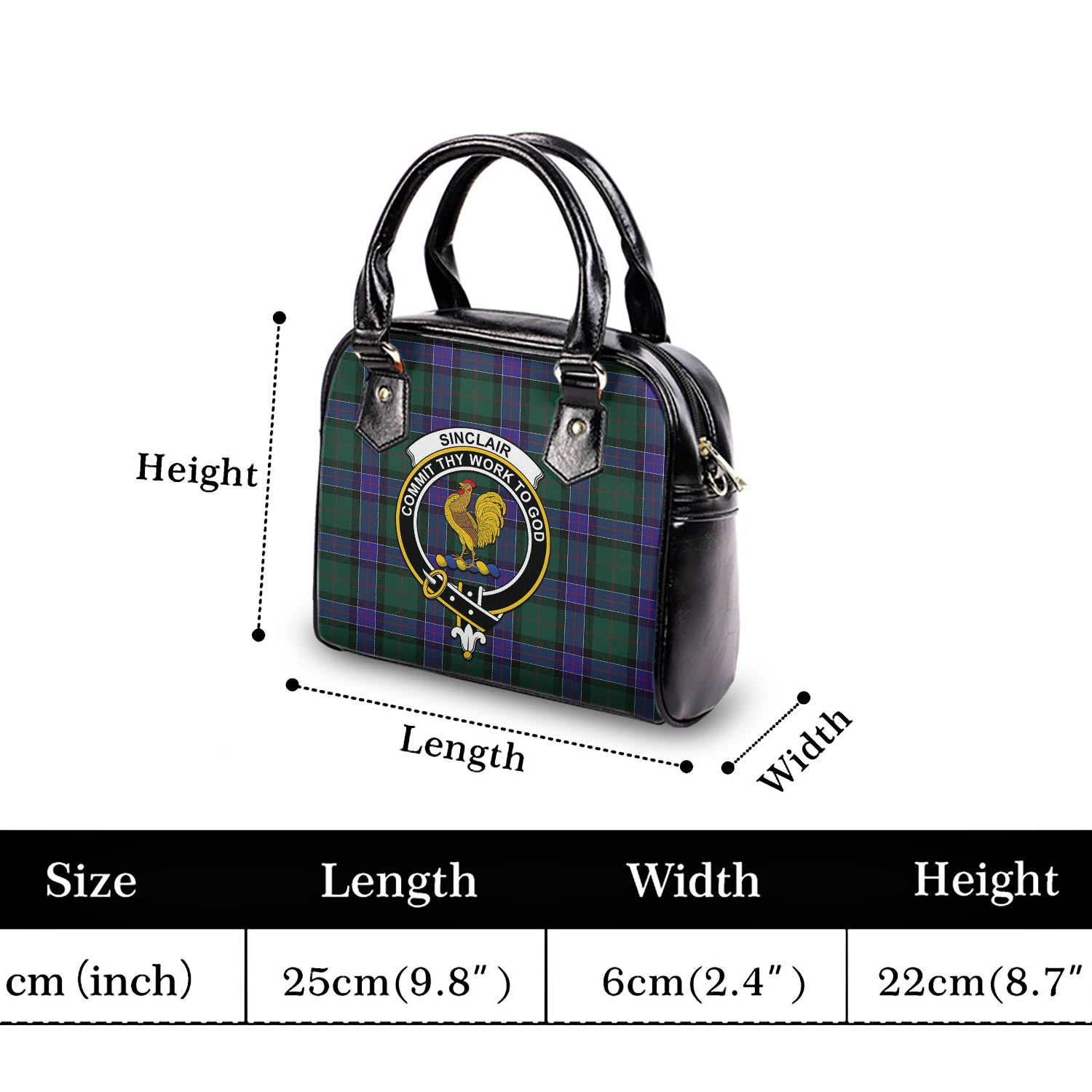 Sinclair Hunting Modern Tartan Shoulder Handbags with Family Crest - Tartanvibesclothing