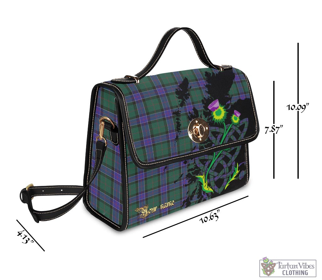 Tartan Vibes Clothing Sinclair Hunting Modern Tartan Waterproof Canvas Bag with Scotland Map and Thistle Celtic Accents