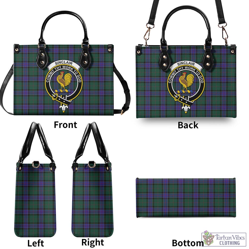 Tartan Vibes Clothing Sinclair Hunting Modern Tartan Luxury Leather Handbags with Family Crest