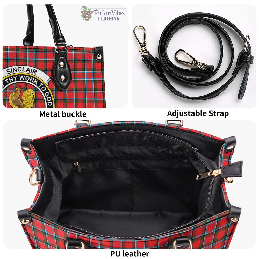 Tartan Vibes Clothing Sinclair Modern Tartan Luxury Leather Handbags with Family Crest