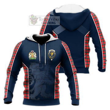 Sinclair Modern Tartan Knitted Hoodie with Family Crest and Lion Rampant Vibes Sport Style