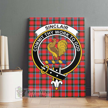 Sinclair Modern Tartan Canvas Print Wall Art with Family Crest