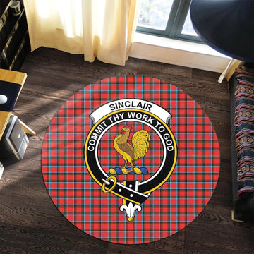 Sinclair Modern Tartan Round Rug with Family Crest