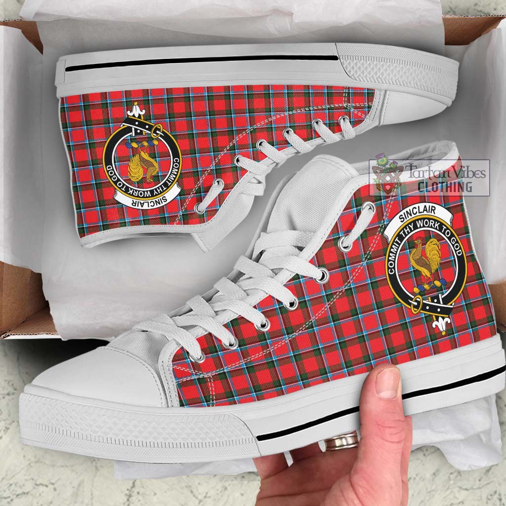 Tartan Vibes Clothing Sinclair Modern Tartan High Top Shoes with Family Crest