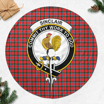 Sinclair Modern Tartan Christmas Tree Skirt with Family Crest