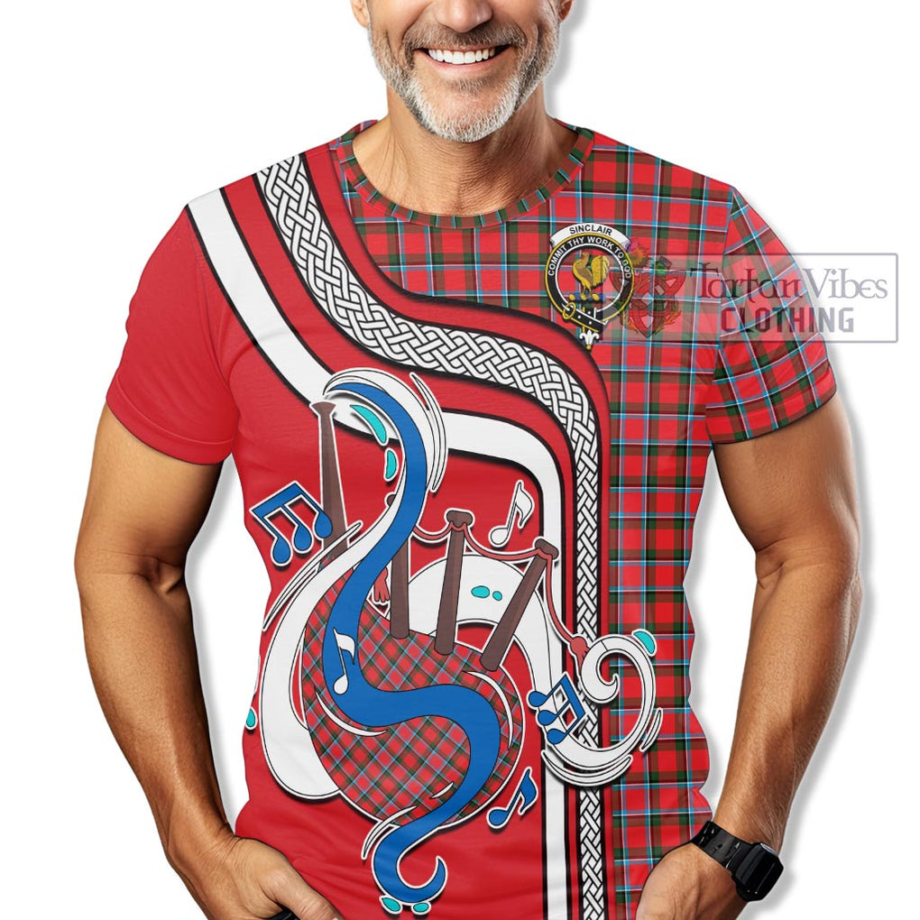 Sinclair Modern Tartan T-Shirt with Epic Bagpipe Style Kid's Shirt - Tartanvibesclothing Shop