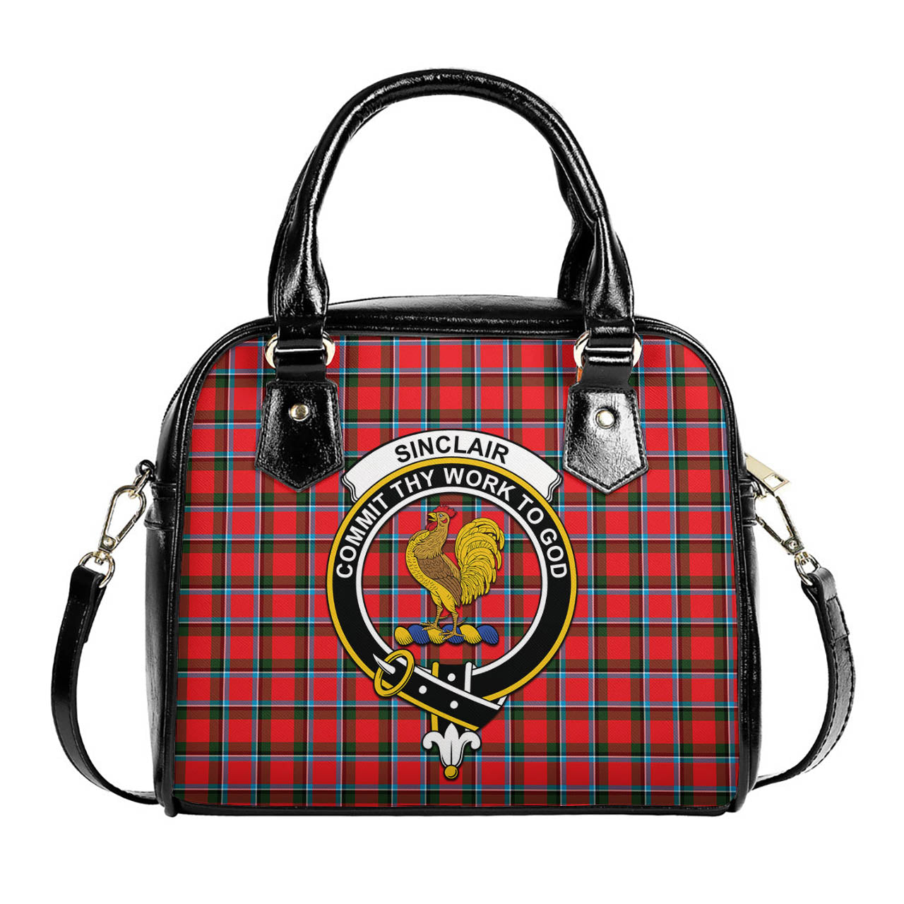 Sinclair Modern Tartan Shoulder Handbags with Family Crest One Size 6*25*22 cm - Tartanvibesclothing