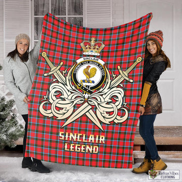 Sinclair Modern Tartan Blanket with Clan Crest and the Golden Sword of Courageous Legacy