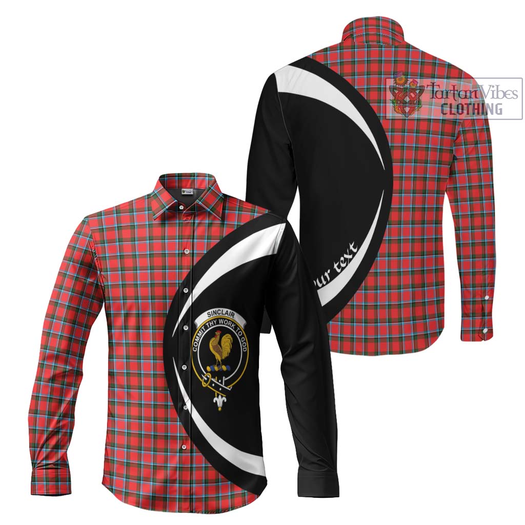 Sinclair Modern Tartan Long Sleeve Button Up with Family Crest Circle Style Men's Shirt S - Tartan Vibes Clothing