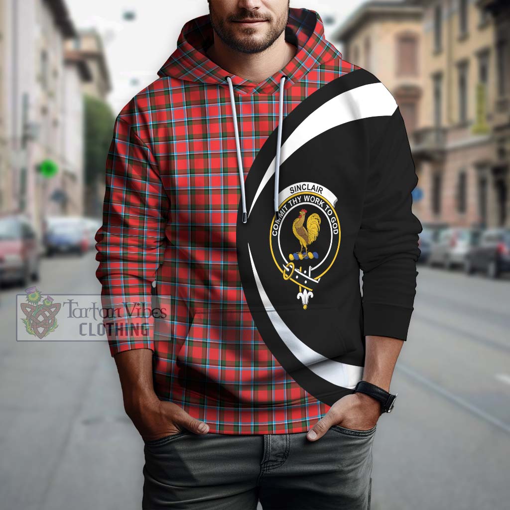 Sinclair Modern Tartan Hoodie with Family Crest Circle Style Zip Hoodie - Tartan Vibes Clothing