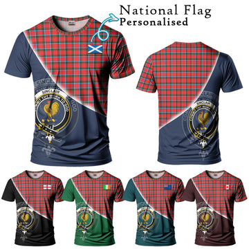 Sinclair Modern Tartan T-Shirt with Personalised National Flag and Family Crest Half Style