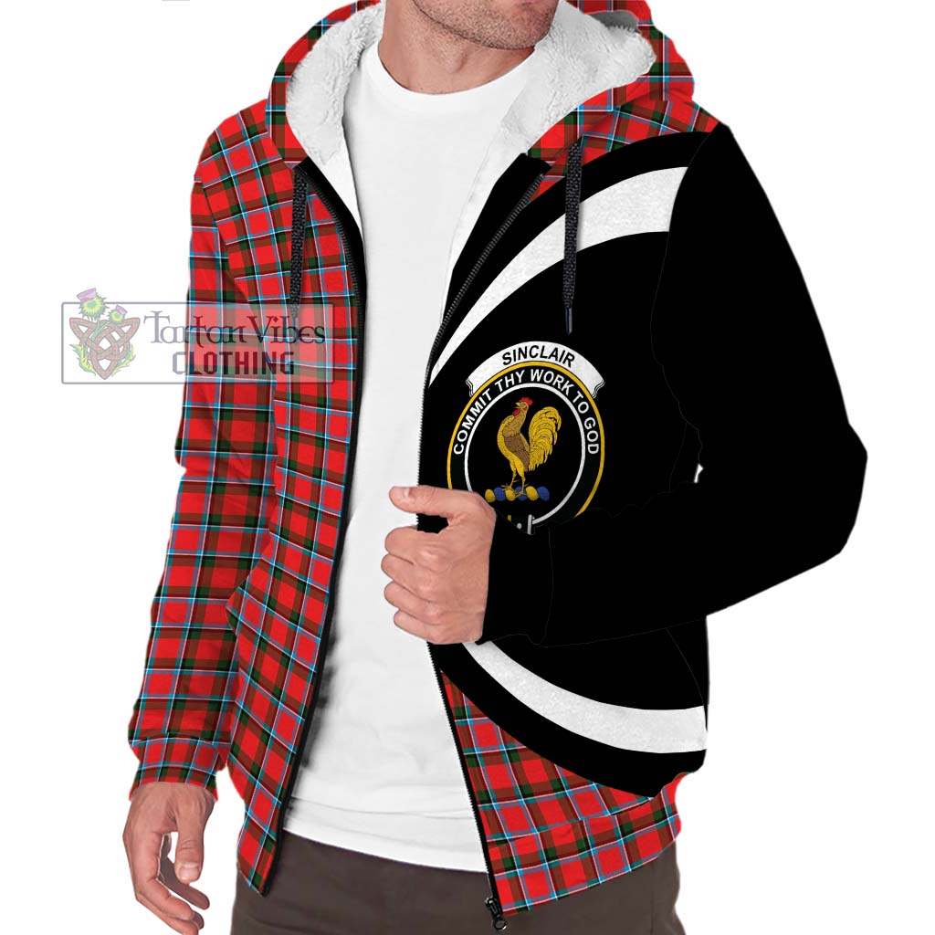 Tartan Vibes Clothing Sinclair Modern Tartan Sherpa Hoodie with Family Crest Circle Style