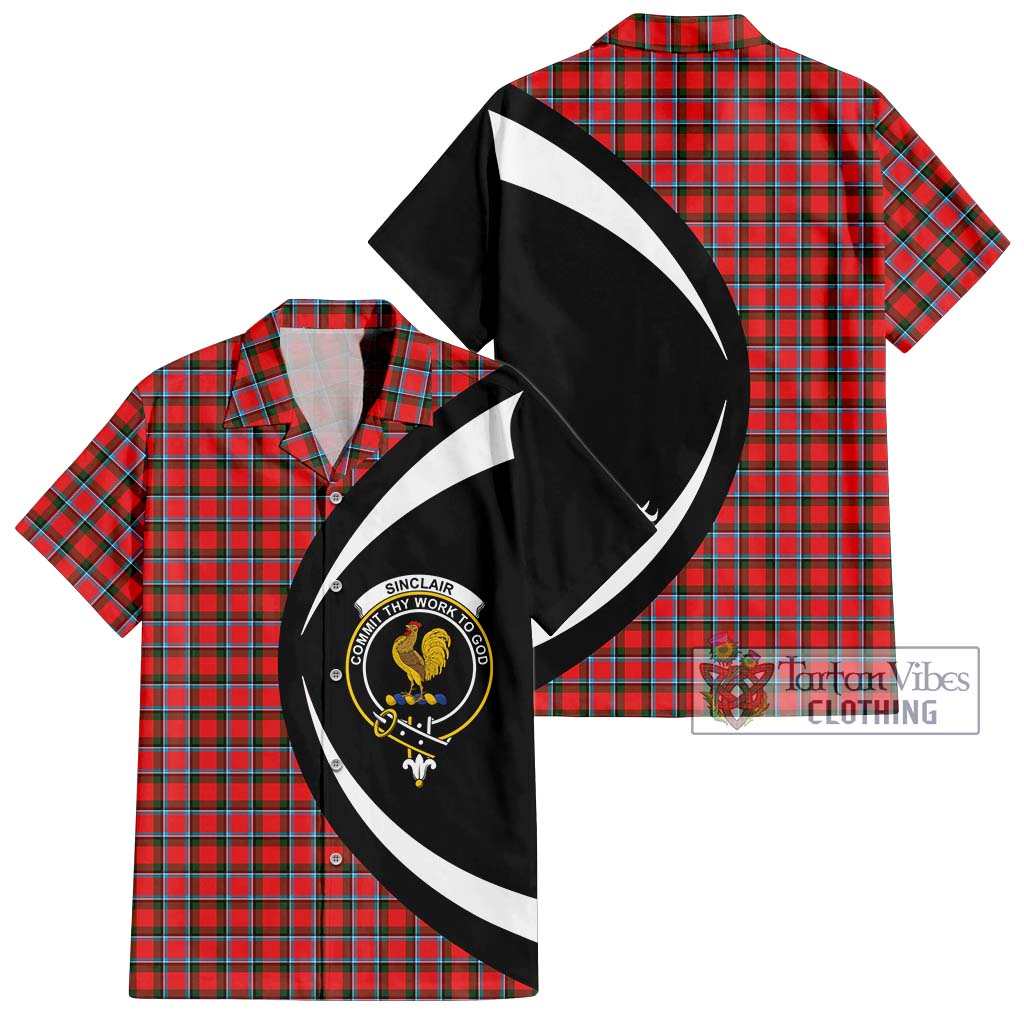 Sinclair Modern Tartan Short Sleeve Button Up with Family Crest Circle Style Kid - Tartan Vibes Clothing