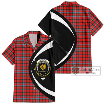 Sinclair Modern Tartan Short Sleeve Button Up with Family Crest Circle Style