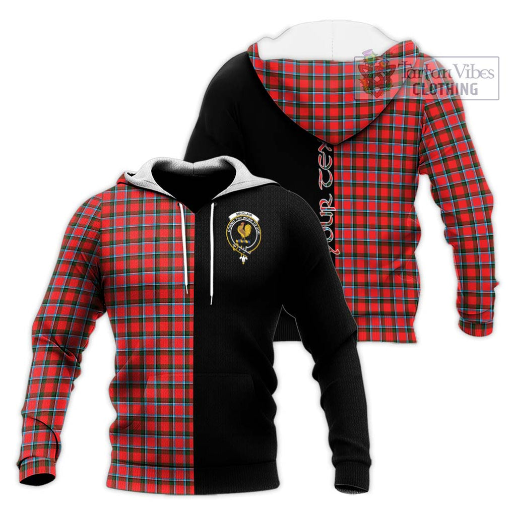 Sinclair Modern Tartan Knitted Hoodie with Family Crest and Half Of Me Style Unisex Knitted Pullover Hoodie - Tartanvibesclothing Shop