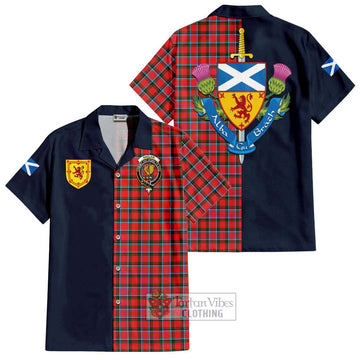 Sinclair Modern Tartan Short Sleeve Button Shirt Alba with Scottish Lion Royal Arm Half Style