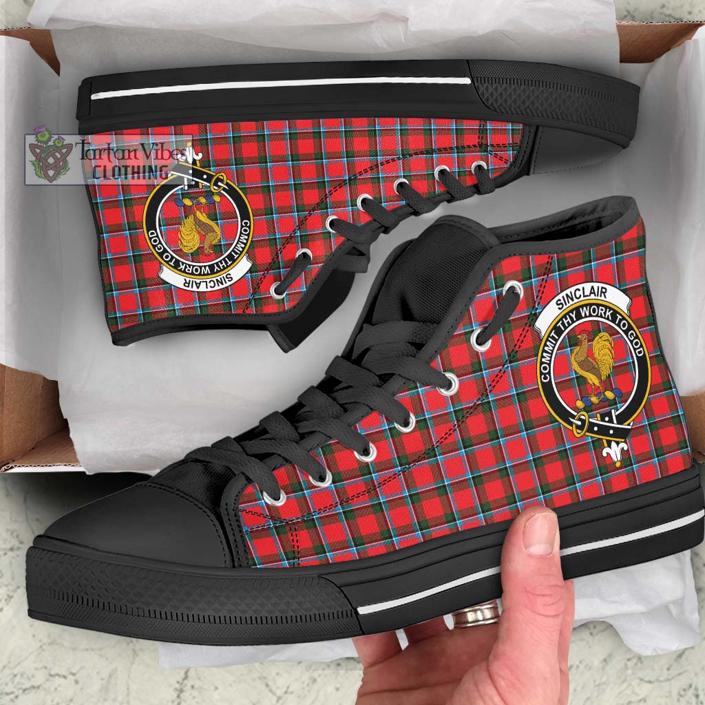 Tartan Vibes Clothing Sinclair Modern Tartan High Top Shoes with Family Crest