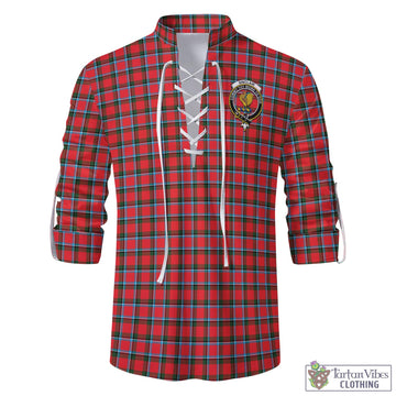 Sinclair Modern Tartan Men's Scottish Traditional Jacobite Ghillie Kilt Shirt with Family Crest