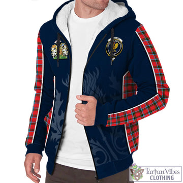 Sinclair Modern Tartan Sherpa Hoodie with Family Crest and Scottish Thistle Vibes Sport Style