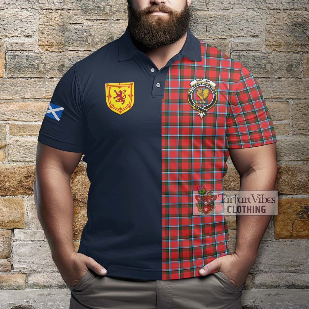 Tartan Vibes Clothing Sinclair Modern Tartan Polo Shirt with Scottish Lion Royal Arm Half Style