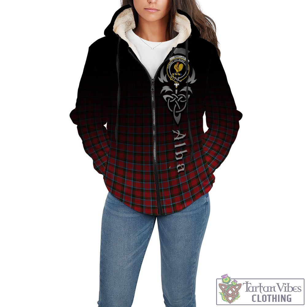 Tartan Vibes Clothing Sinclair Modern Tartan Sherpa Hoodie Featuring Alba Gu Brath Family Crest Celtic Inspired