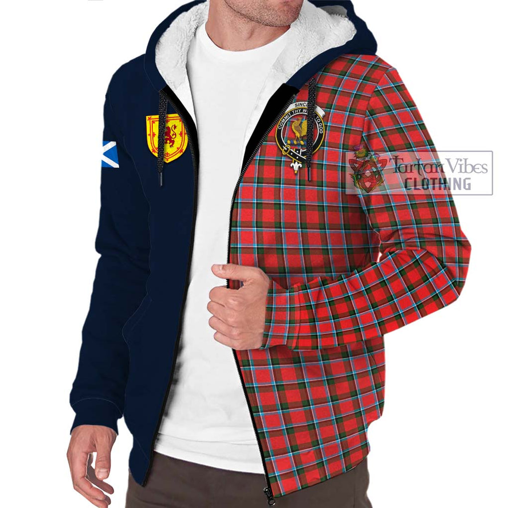 Tartan Vibes Clothing Sinclair Modern Tartan Sherpa Hoodie with Scottish Lion Royal Arm Half Style