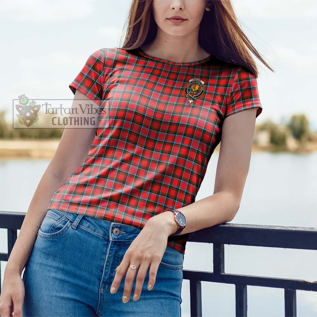 Sinclair Modern Tartan Cotton T-Shirt with Family Crest Women's Shirt - Tartanvibesclothing Shop