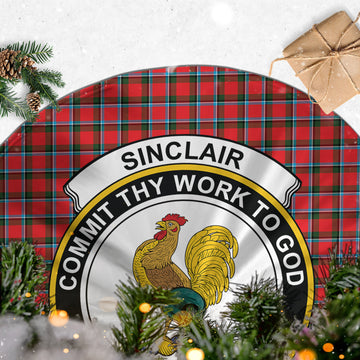 Sinclair Modern Tartan Christmas Tree Skirt with Family Crest