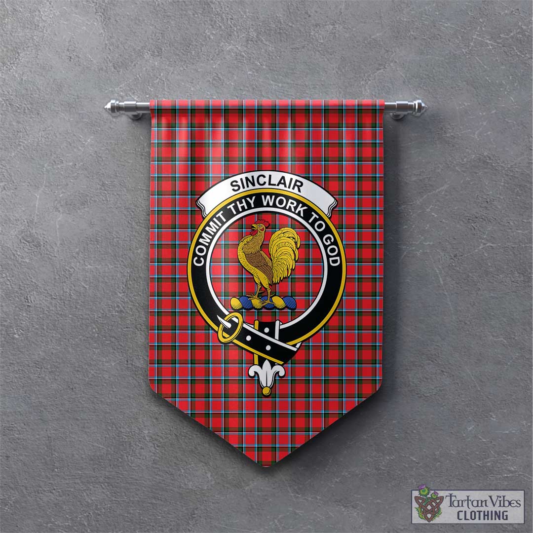 Tartan Vibes Clothing Sinclair Modern Tartan Gonfalon, Tartan Banner with Family Crest