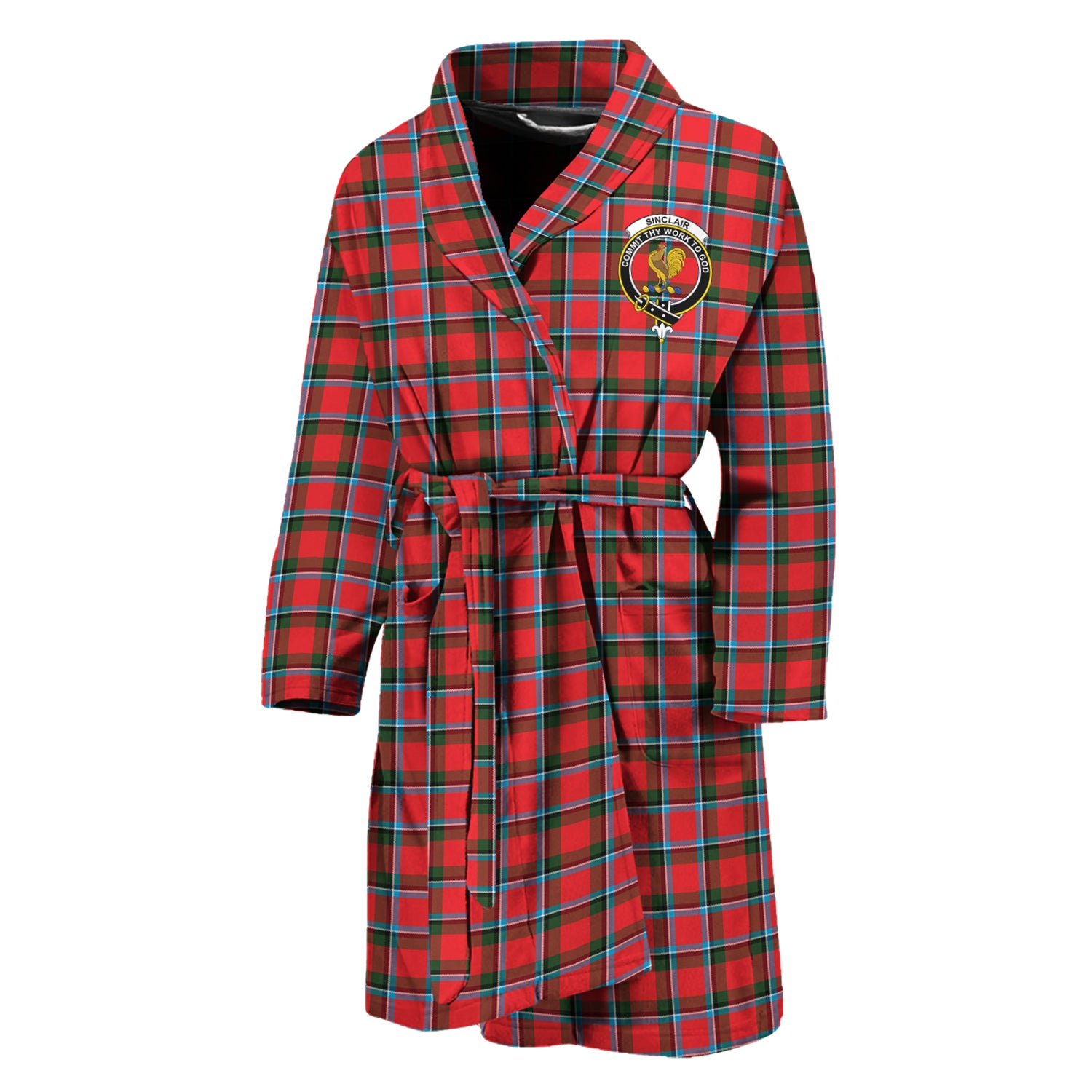 Sinclair Modern Tartan Bathrobe with Family Crest Unisex M - Tartan Vibes Clothing