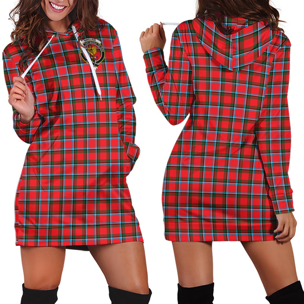 Sinclair Modern Tartan Hoodie Dress with Family Crest - Tartan Vibes Clothing