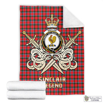 Sinclair Modern Tartan Blanket with Clan Crest and the Golden Sword of Courageous Legacy