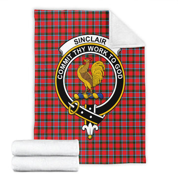 Sinclair Modern Tartan Blanket with Family Crest