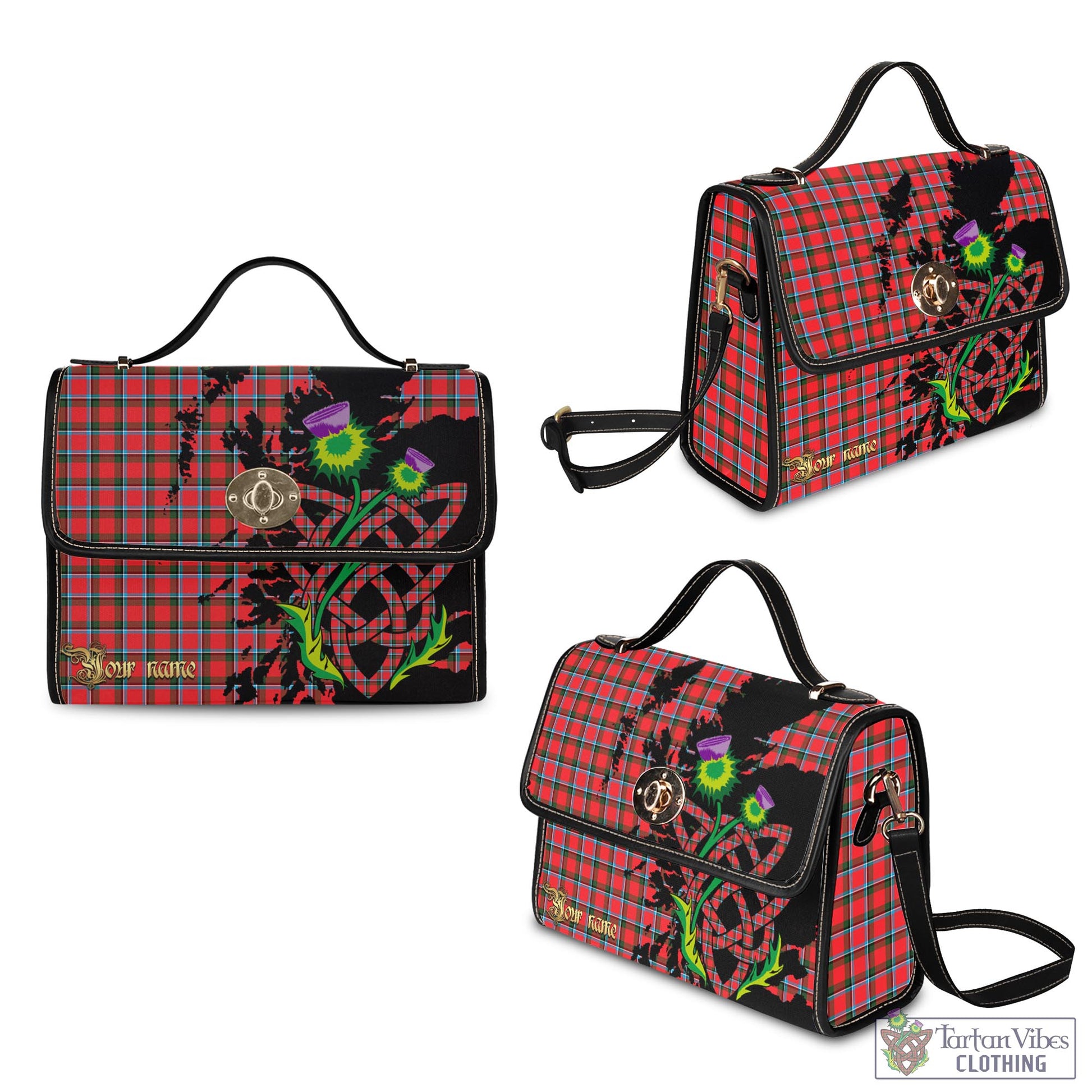 Tartan Vibes Clothing Sinclair Modern Tartan Waterproof Canvas Bag with Scotland Map and Thistle Celtic Accents