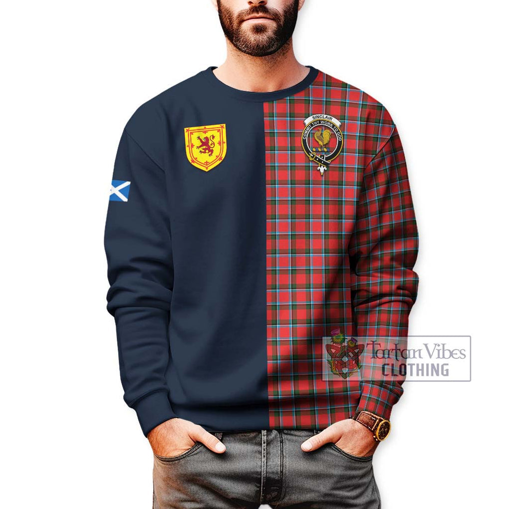 Tartan Vibes Clothing Sinclair Modern Tartan Sweatshirt with Scottish Lion Royal Arm Half Style